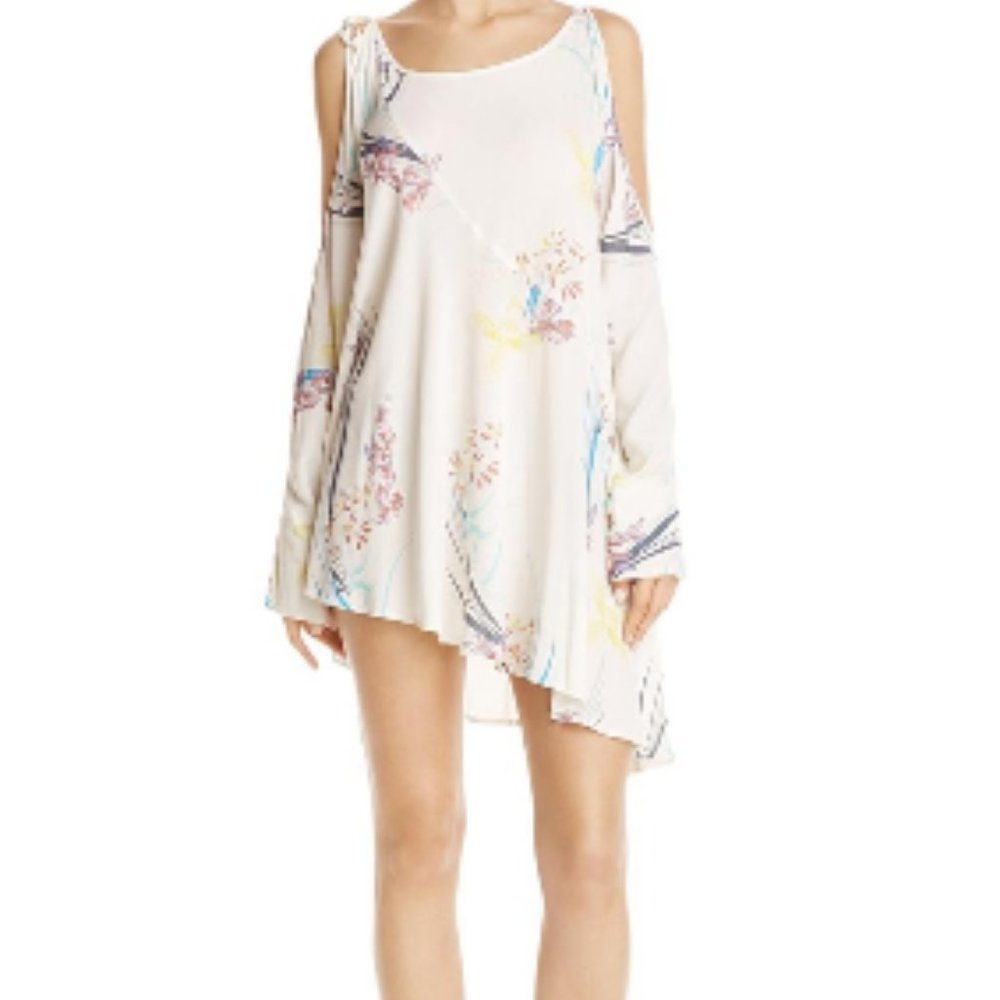FREE PEOPLE Cut Out Tie Floral Tunic Dress, Size S